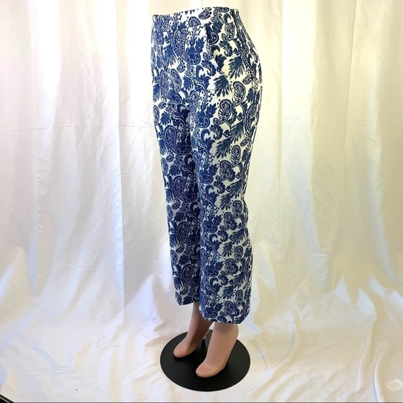 ZARA WOMAN BLUE CROP PANTS  WHITE STRAIGHT LEG PANTS WOMEN SIZE SMALL - Picture 5 of 12